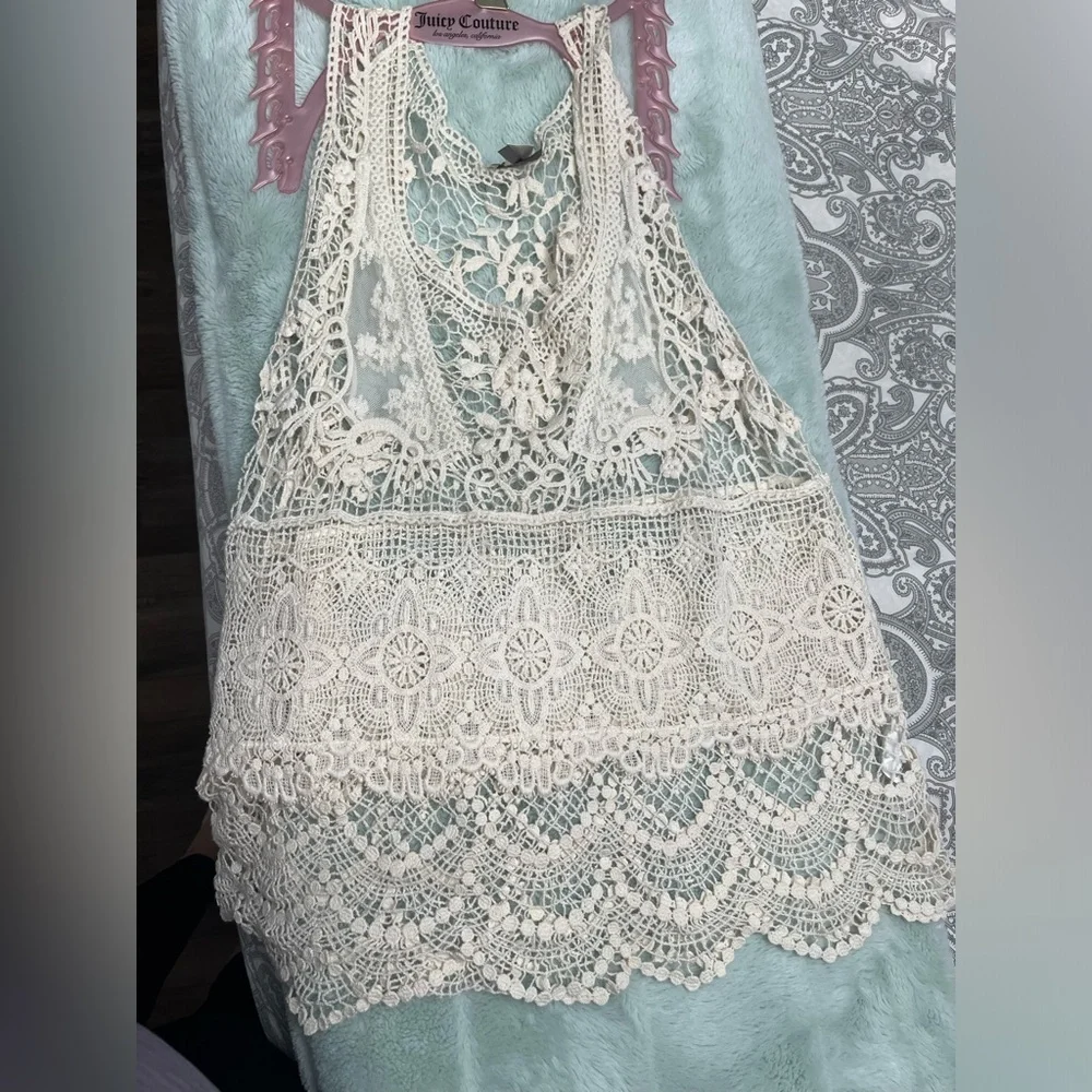 Dynamite Cream Crochet Lace Top - Picture 1 of 7
